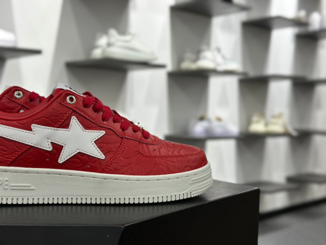 Bapesta Low “Red Suede” Sneakers